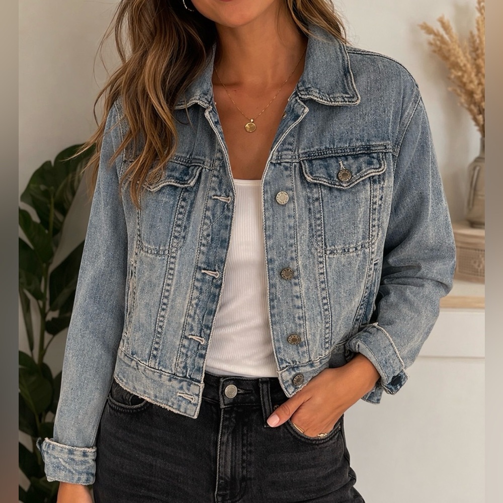Free People Light Blue Denim Jacket - Women's Jean Trucker